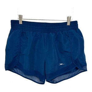 Crane Running Shorts Medium Teal Blue Mesh Trim Athletic‎ Performance Drawstring